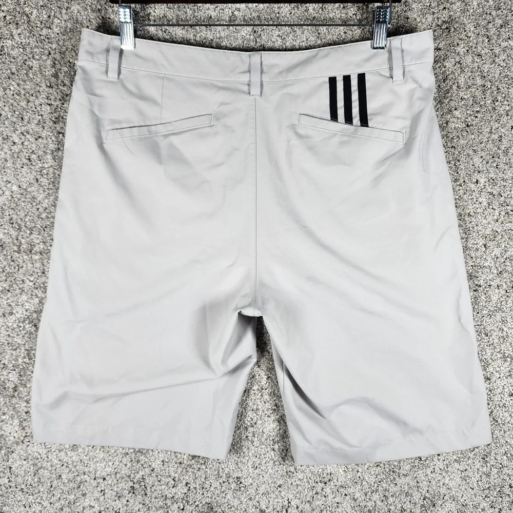 Adidas Golf Shorts Mens 34 Grey Athletic Performance 3-Stripe Excellent